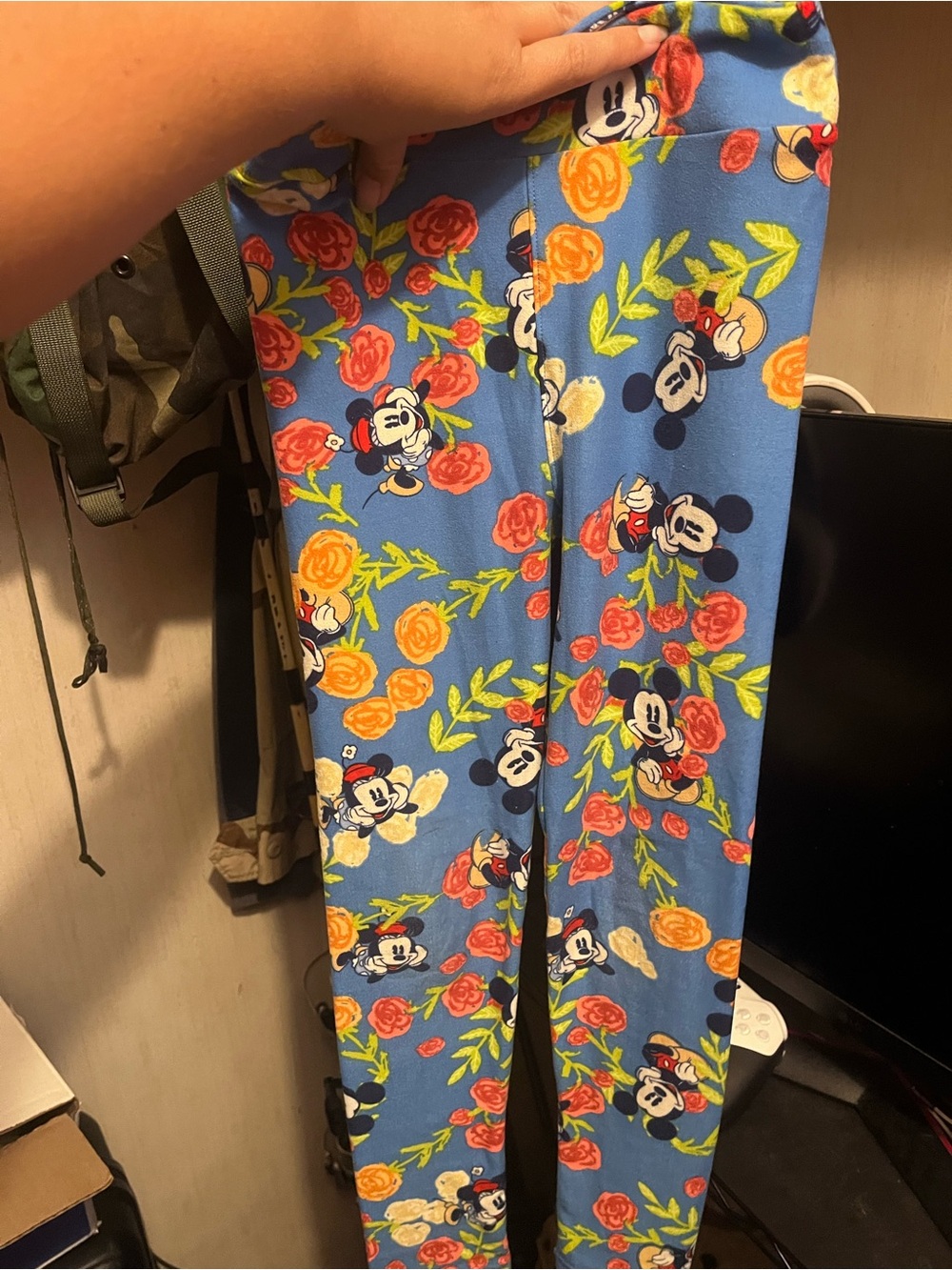 LuLaRoe Blue Mickey Mouse Floral Kids Pajama Bottoms